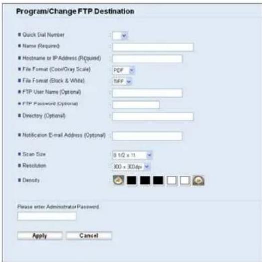 RICOH Aficio SP C240SF - Scan to FTP Settings - 1
