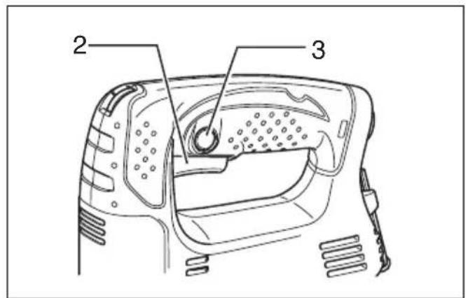 Technical diagram of a device interior with labeled parts 2 and 3