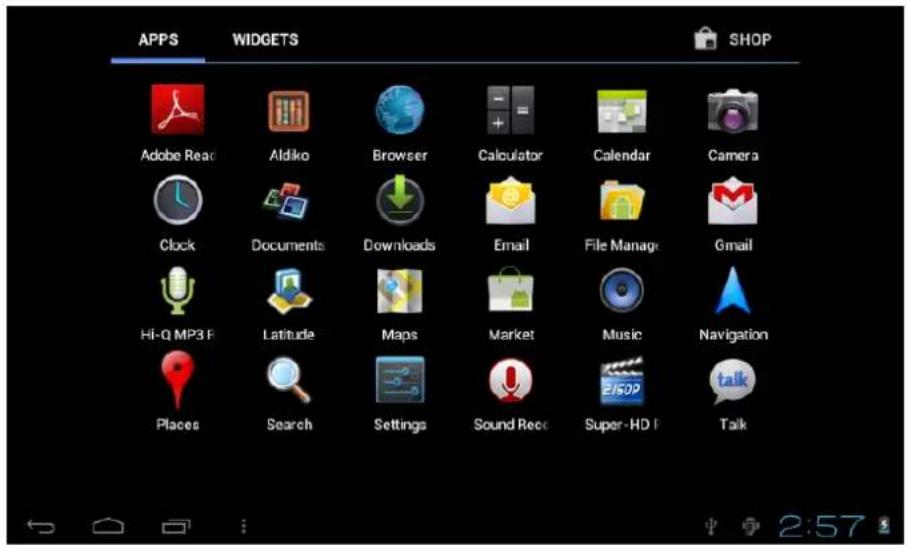 Leotec LPad Space III - Accessing the area of applications and widgets you can manage the main interface icons: - 1