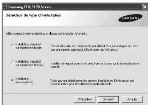 SAMSUNG CLP3175 - Sélectionnez Installation personnelisée. Cliquez sur Suivant. - 1