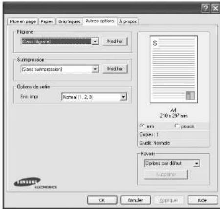 SAMSUNG CLP3175 - Onglet Autres options - 1