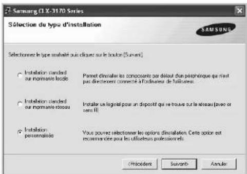 SAMSUNG CLP3175 - Sélectionnez Installation personnelisée. Cliquez sur Suivant. - 1