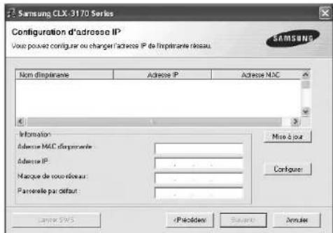 SAMSUNG CLP3175 - La liste des imprimantes disponibles sur le réseau apparait. Sélectionné dans la liste l'imprimante à installer, puis cliquez sur Suivant. - 2