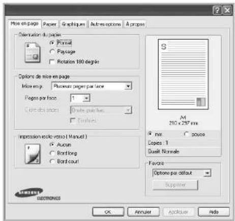 SAMSUNG CLP3175 - Onglet Mise en page - 1