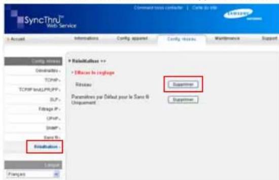 SAMSUNG CLP3175 - Restauration des paramétres par défaut définis en usine à l'aide du service Web SyncThru™ - 2
