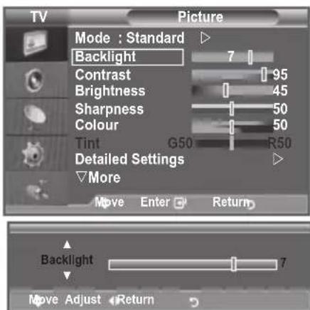 SAMSUNG LE46B550A5WXZG - Adjusting the Custom Picture - 1