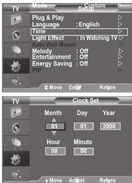 SAMSUNG LE46B550A5WXZG - Setting and Displaying the Current Time - 1