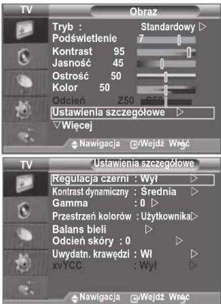 SAMSUNG LE46B550A5WXZG - Konfigurowanie szczegółowych ustawien obrazu - 1