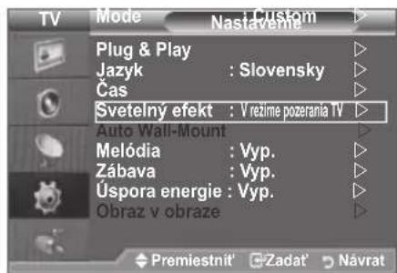 SAMSUNG LE46B550A5WXZG - Nastavenie svetelného efektu (v závislosti od modelu) - 1