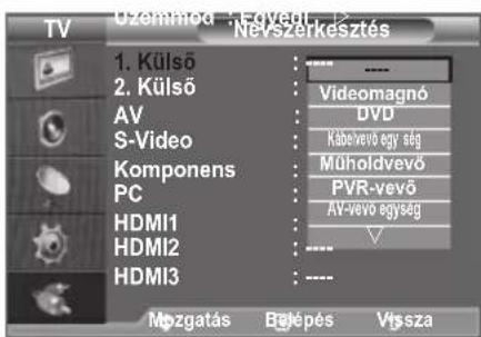 SAMSUNG LE46B550A5WXZG - A bemeneti forrásnevek szerkesztése - 2