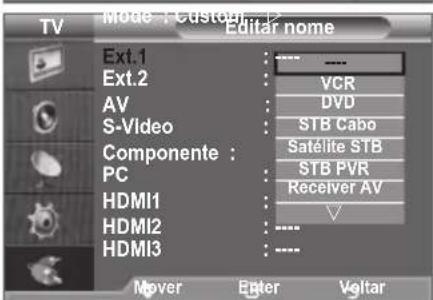 SAMSUNG LE46B550A5WXZG - Editor os nomes das fontes de entrada - 2