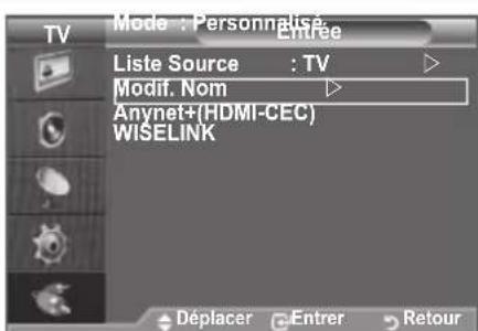 SAMSUNG LE46B550A5WXZG - Modification du nom de la source d'entrée - 1