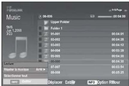 SAMSUNG LE46B550A5WXZG - Utilisation de la liste MP3 - 2