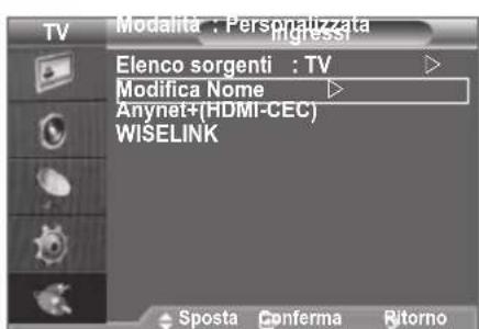 SAMSUNG LE46B550A5WXZG - Modifica dei nomi delle sorgenti di ingressso - 1