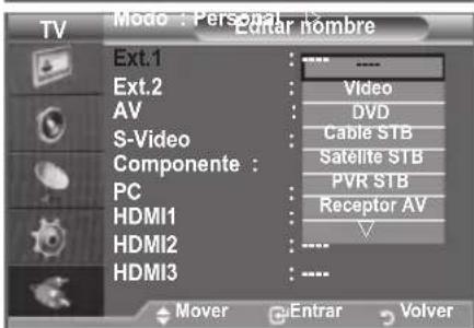 SAMSUNG LE46B550A5WXZG - Ediciones de los nombres de fuentes de entrada - 2