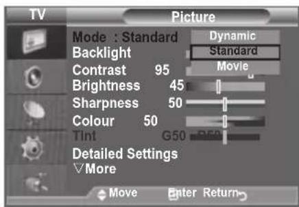 SAMSUNG LE46B550A5WXZG - Changing the Picture Standard - 2