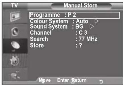 SAMSUNG LE46B550A5WXZG - Storing Channels Manually - 2