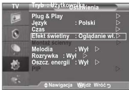 SAMSUNG LE46B550A5WXZG - Ustawianie efektu oświetlenia (w zależnosci od modelu) - 1