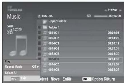SAMSUNG LE46B550A5WXZG - Using the MP3 List - 2