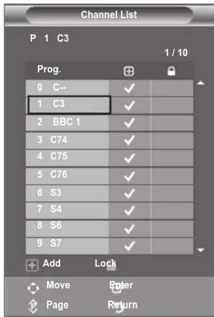 SAMSUNG LE46B550A5WXZG - Adding / Locking Channels - 3