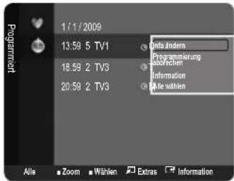 SAMSUNG LE26B450C4WXZG - Optionsmenu für Kanallisten (Vorgemerkte) - 1