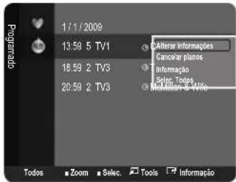 SAMSUNG LE26B450C4WXZG - Menu de opções de lista de canais (em Programado) - 1