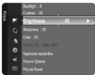 SAMSUNG LE26B450C4WXZG - Nastavitev moznosti Brightness na 80 - 3