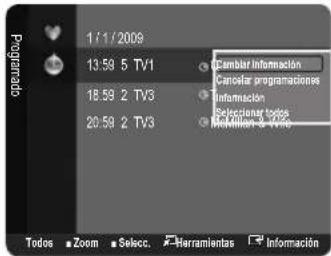 SAMSUNG LE26B450C4WXZG - Menu de options de la lista de canales (en Programmed) - 1