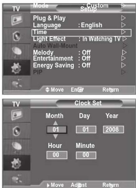 SAMSUNG LE46B550M2HXXU - Setting and Displaying the Current Time - 1