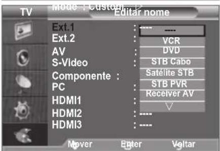SAMSUNG LE46B550M2HXXU - Editor os nomes das fontes de entrada - 2