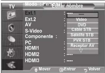 SAMSUNG LE46B550M2HXXU - Ediciones de los nombres de fuentes de entrada - 2
