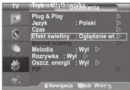 SAMSUNG LE46B550M2HXXU - Ustawianie efektu oświetlenia (w zależnosci od modelu) - 1