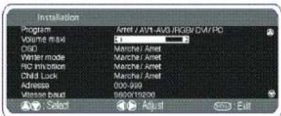 SANYO 42SRE1 - Configuration de l'adresse de I'ecran en mode RS232 - 1