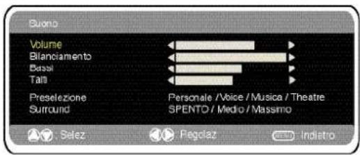 SANYO 42SRE1 - Menu suono - 1