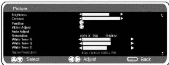 SANYO 42SRE1 - PC menu settings - 2