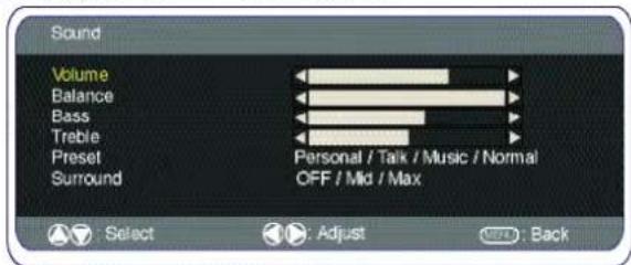 SANYO 42SRE1 - Sound menu - 1