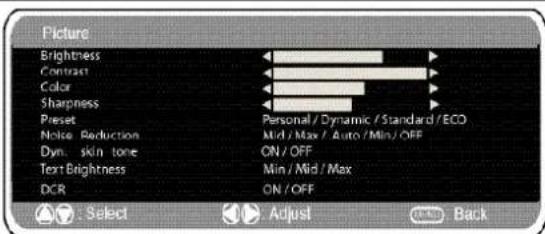 SANYO 42SRE1 - Picture menu - 1