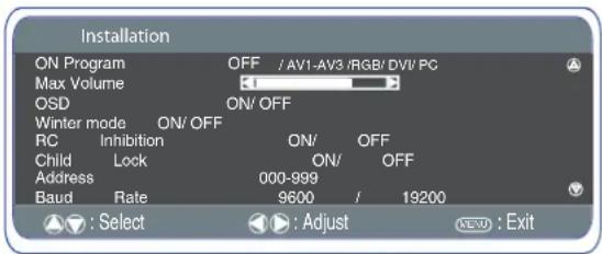 SANYO 42LM5WPTC - Installation Menu - 1