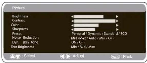 SANYO 42LM5WPTC - Picture menu - 1