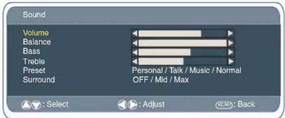 SANYO 42LM5WPTC - Sound menu - 1