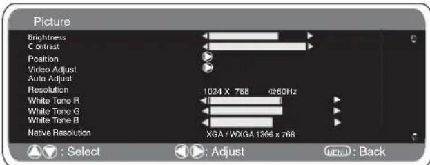 SANYO 42LM5WPTC - PC menu settings - 2