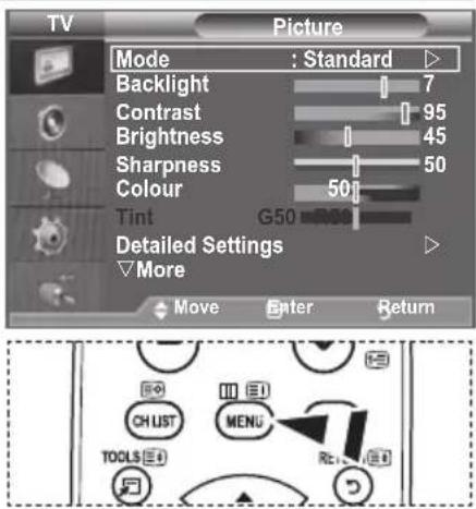 SAMSUNG LE46B550A5WXXN - Viewing the Menus - 1