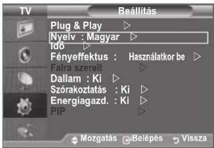 SAMSUNG LE46B550A5WXXN - A nyelv kiválasztása - 1