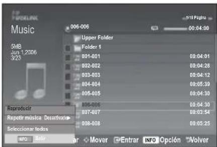 SAMSUNG LE46B550A5WXXN - Utilización de la lista de archivos MP3 - 2