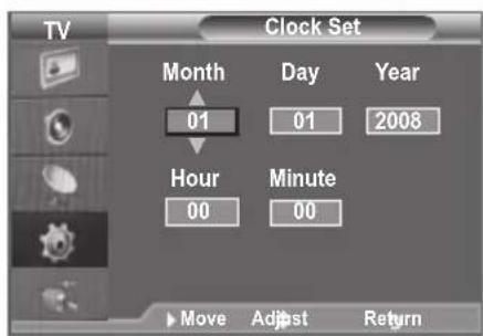 SAMSUNG LE46B550A5WXXN - Setting and Displaying the Current Time - 2