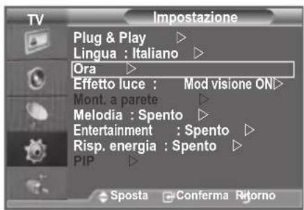 SAMSUNG LE46B550A5WXXN - Impostazione e visualizzazione dell'ora corrente - 1