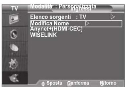 SAMSUNG LE46B550A5WXXN - Modifica dei nomi delle sorgenti di ingresso - 1