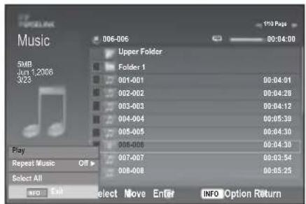 SAMSUNG LE46B550A5WXXN - Using the MP3 List - 2