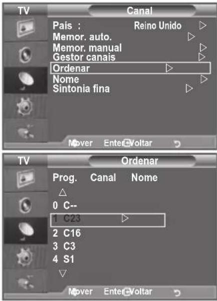SAMSUNG LE46B550A5WXXN - Ordenar os canais memorizados - 1