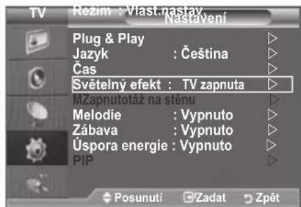 SAMSUNG LE46B550A5WXXN - Nastavení funkce Světelný efekt (v závislosti na modelu) - 1